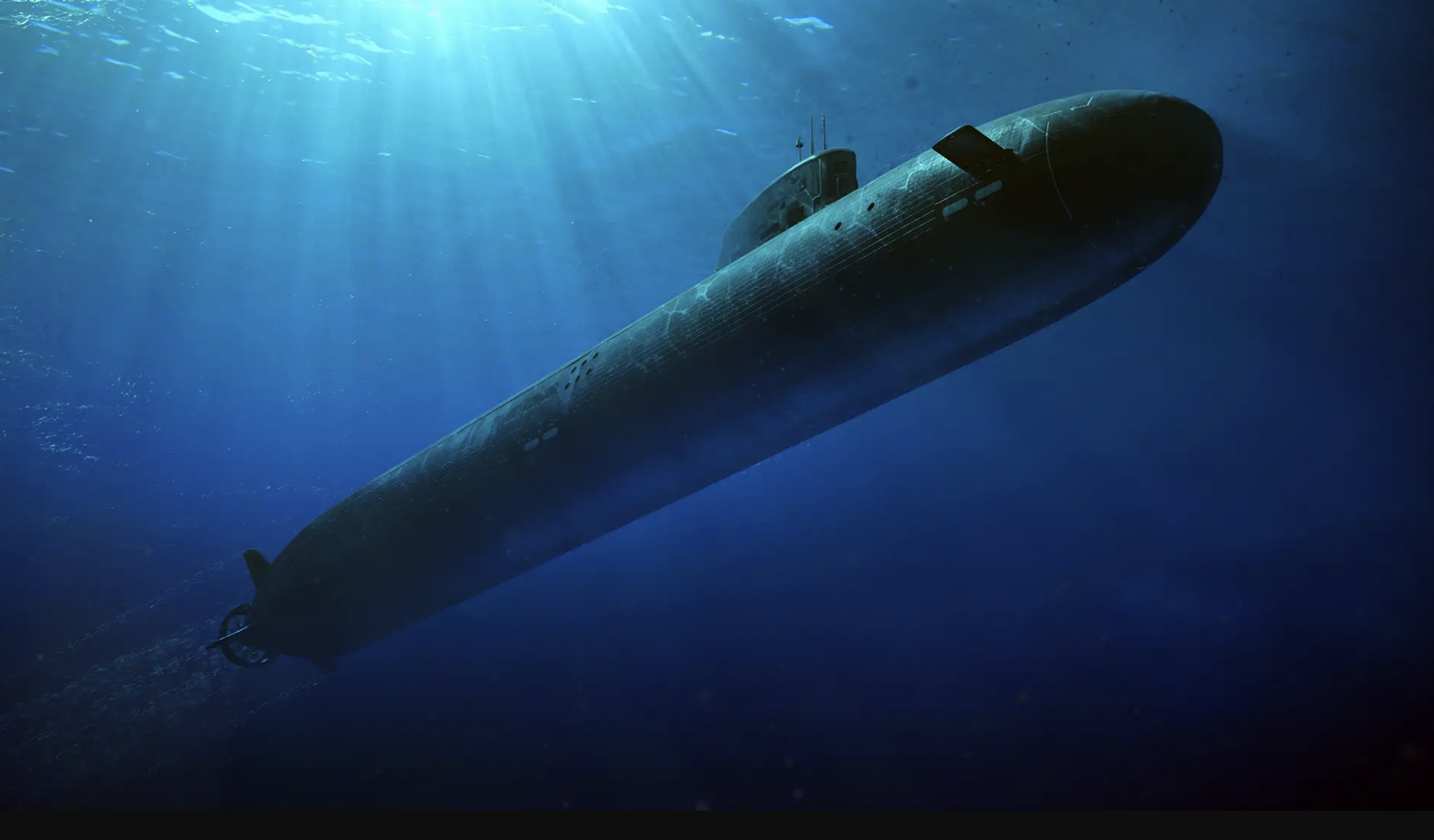 Concept art of the submerged<em> </em>AUKUS class SSN. <em>U.K. Ministry of Defense illustration</em><br>